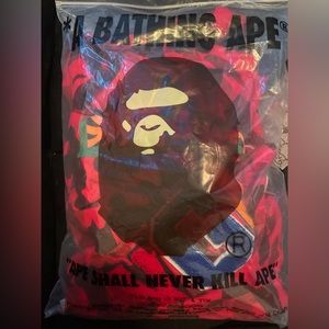 Auth. Red Camo Full Shark Zip Bape hoodie